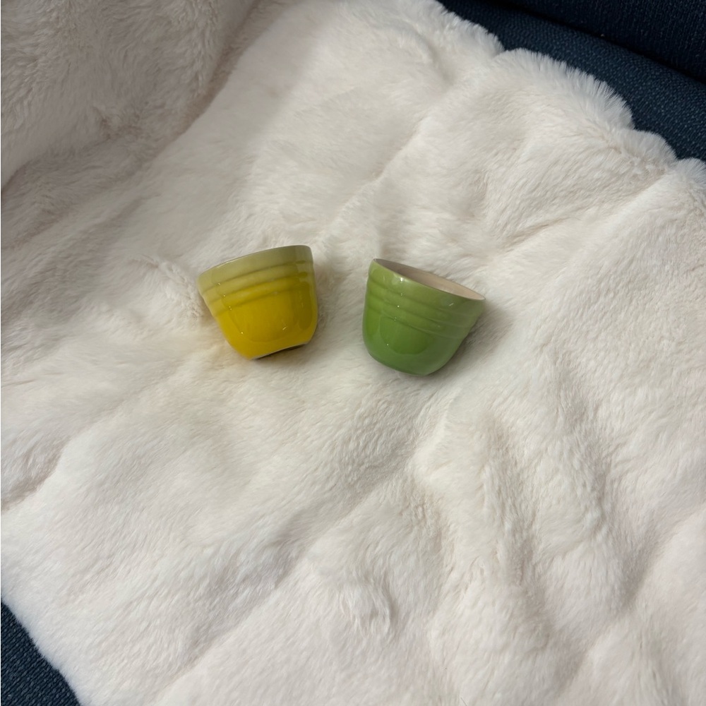 Le Creuset Yellow and Green Stoneware Bowls